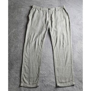 Banama Republic Athletic Linen Pant Mens 36x32 (30) Gray Green Tapered Mid-Rise